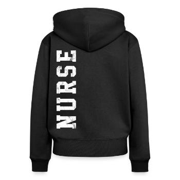 Krankenschwester - Frauen Premium Bio Zip Hoodie - Schwarz - Hinten - Julia (174cm)