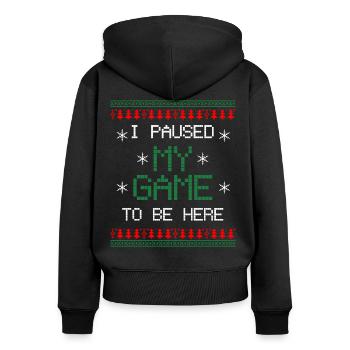 Gamer Streamer Weihnachten Haesslich - Frauen Premium Bio Zip Hoodie - Schwarz - Hinten - Julia (174cm)