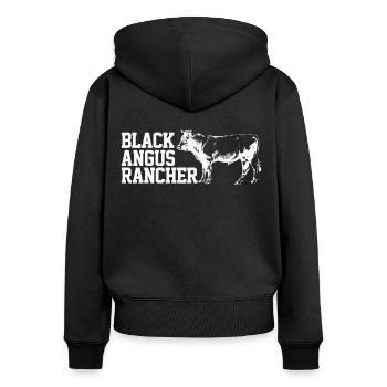Bifteck Prime Angus - Sweat à capuche zippé Premium bio Femme - noir - Dos - Julia (174cm)