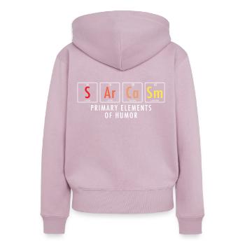 sarcasme - Sweat à capuche zippé Premium bio Femme - rose poudré - Dos - Julia (174cm)