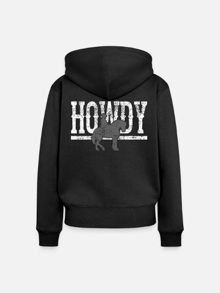 Rodeo Cowboy Howdy - Frauen Premium Bio Zip Hoodie - Schwarz