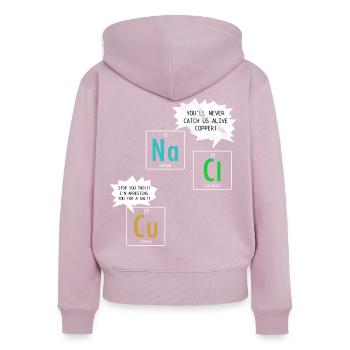 Chemistry joke - Women's Premium Organic Zip Hoodie - dusky pink - Back - Julia (174cm)