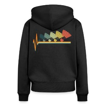 BADMINTON - Frauen Premium Bio Zip Hoodie - Schwarz - Hinten - Julia (174cm)