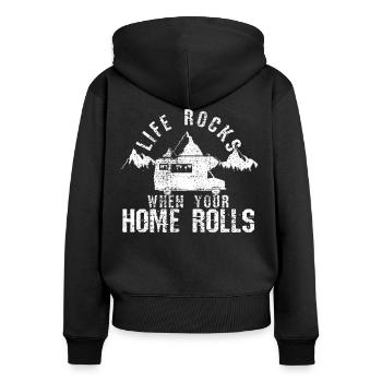 Campen Camper Camping - Frauen Premium Bio Zip Hoodie - Schwarz - Hinten - Julia (174cm)
