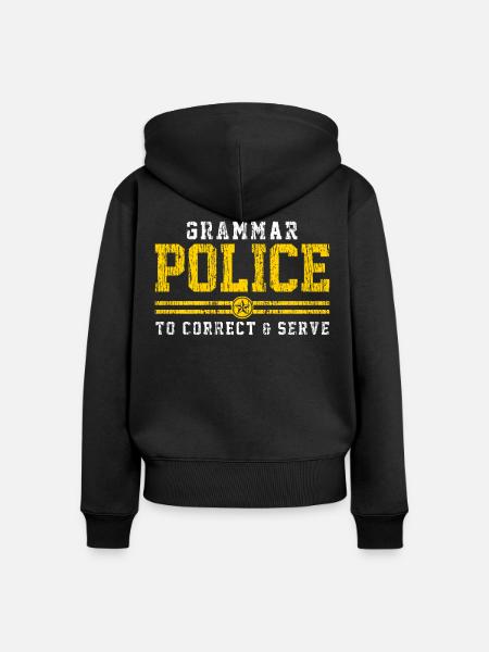 Englische Grammatikpolizei - Frauen Premium Bio Zip Hoodie - Schwarz