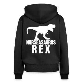 Krankenschwester - Frauen Premium Bio Zip Hoodie - Schwarz - Hinten - Julia (174cm)