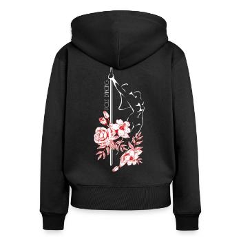 Cadeau cool de danse de bâton de fleur - Sweat à capuche zippé Premium bio Femme - noir - Dos - Julia (174cm)