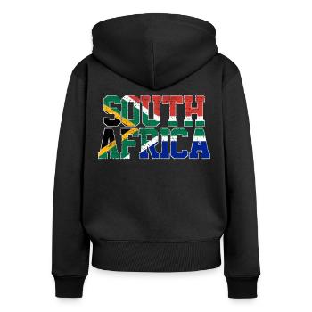 Südafrika - Frauen Premium Bio Zip Hoodie - Schwarz - Hinten - Julia (174cm)