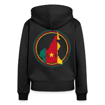 Kamerun - Frauen Premium Bio Zip Hoodie - Schwarz - Hinten - Julia (174cm)