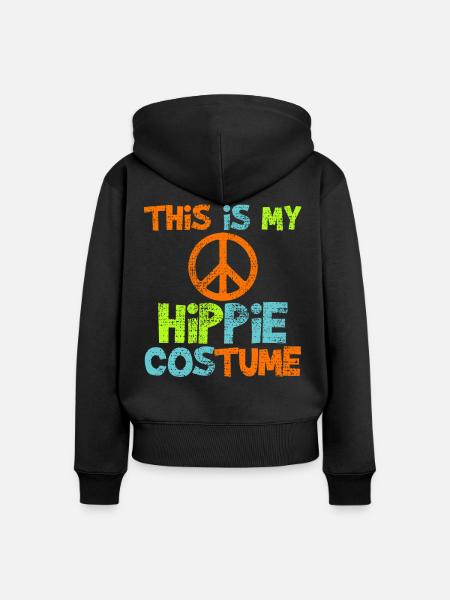 Hippie - Frauen Premium Bio Zip Hoodie - Schwarz