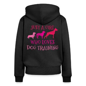 Hundetrainer - Frauen Premium Bio Zip Hoodie - Schwarz - Hinten - Julia (174cm)