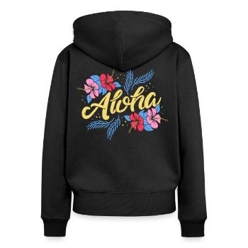 Aloha - Women's Premium Organic Zip Hoodie - black - Back - Julia (174cm)