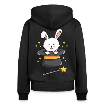 La magie de lapin - Sweat à capuche zippé Premium bio Femme - noir - Dos - Julia (174cm)