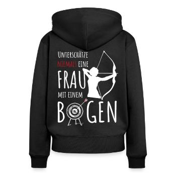 Bogenschiessen Frau w - Frauen Premium Bio Zip Hoodie - Schwarz - Hinten - Julia (174cm)