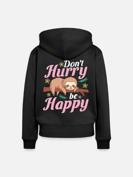 Faultier Witzig Sprichwort - Frauen Premium Bio Zip Hoodie - Schwarz