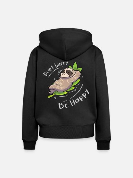 Faultier Witzig Sprichwort - Frauen Premium Bio Zip Hoodie - Schwarz