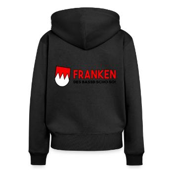 Franken Des Bassd Scho So - Frauen Premium Bio Zip Hoodie - Schwarz - Hinten - Julia (174cm)