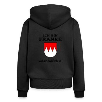Franke Und Des Bassd Scho So - Frauen Premium Bio Zip Hoodie - Schwarz - Hinten - Julia (174cm)