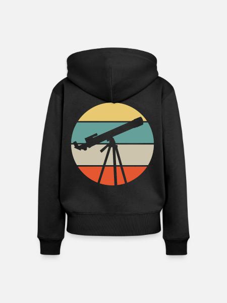 Teleskop Astronomie - Frauen Premium Bio Zip Hoodie - Schwarz