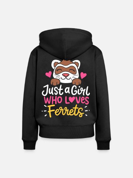 Frettchen Lieblingstier - Frauen Premium Bio Zip Hoodie - Schwarz