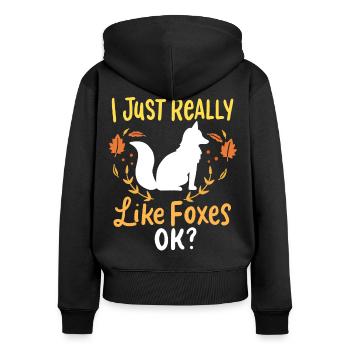 Fuchs Füchse - Frauen Premium Bio Zip Hoodie - Schwarz - Hinten - Julia (174cm)