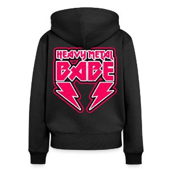 Heavy Metal Babe - Frauen Premium Bio Zip Hoodie - Schwarz - Hinten - Julia (174cm)