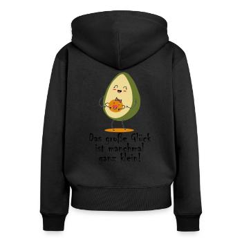 Schwangerschaft Avocado Glück Schwanger Geschenk - Frauen Premium Bio Zip Hoodie - Schwarz - Hinten - Julia (174cm)