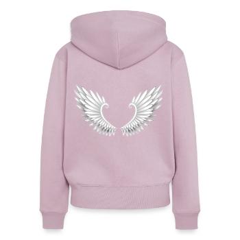 Engelsflügel - Frauen Premium Bio Zip Hoodie - Altrosa - Hinten - Julia (174cm)