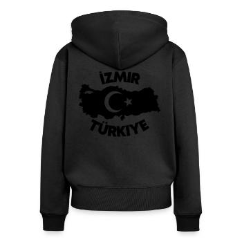 Izmir Türkiye Turquie Turcs Cadeau Turc - Sweat à capuche zippé Premium bio Femme - noir - Dos - Julia (174cm)
