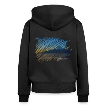 Berg - Frauen Premium Bio Zip Hoodie - Schwarz - Hinten - Julia (174cm)