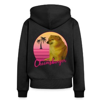 Retro Cheemsburger - Women's Premium Organic Zip Hoodie - black - Back - Julia (174cm)