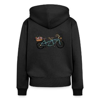 Vintage Tandem Bike Flowers - Women's Premium Organic Zip Hoodie - black - Back - Julia (174cm)