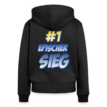 Epischer Sieg Humor Fun Spaß Kult Funny Spruch - Frauen Premium Bio Zip Hoodie - Schwarz - Hinten - Julia (174cm)
