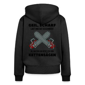 Kettensäge Motorsäge Waldarbeiter Geschenk - Frauen Premium Bio Zip Hoodie - Schwarz - Hinten - Julia (174cm)