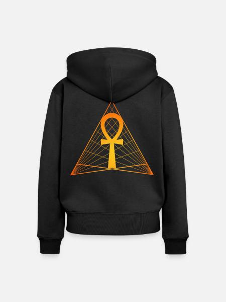 Ägyptisches Ankh-Kreuz, Symbol des Lebens und der Unsterblichkeit - Premium økologisk hoodie med lynlås til kvinder - sort