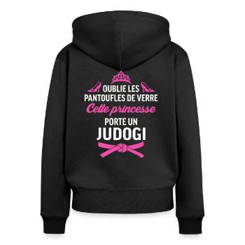 cette princesse porte un judogi judokate t-shirt - Sweat à capuche zippé Premium bio Femme - noir - Dos - Julia (174cm)