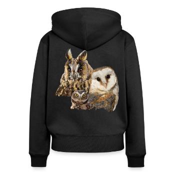 Owls - Women's Premium Organic Zip Hoodie - black - Back - Julia (174cm)