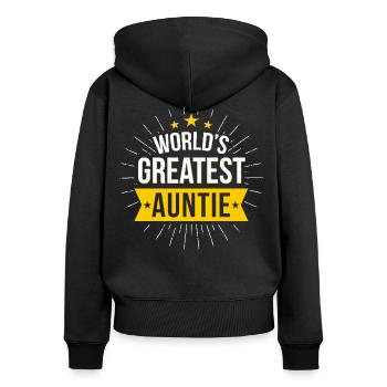 La plus grande tante du monde - Sweat à capuche zippé Premium bio Femme - noir - Dos - Julia (174cm)