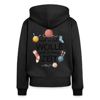 Schöner Strickmuster Spruch für Mütter Geschenk - Frauen Premium Bio Zip Hoodie - Schwarz - Hinten - Julia (174cm)