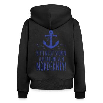 Norderney - Norddeutschland Norddeutsche Spruch - Frauen Premium Bio Zip Hoodie - Schwarz - Hinten - Julia (174cm)