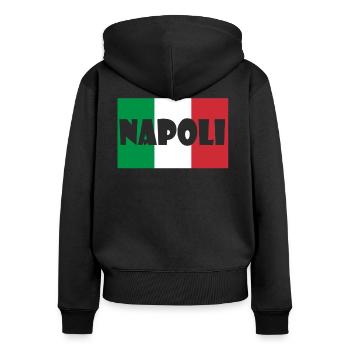 Napoli Design - Frauen Premium Bio Zip Hoodie - Schwarz - Hinten - Julia (174cm)