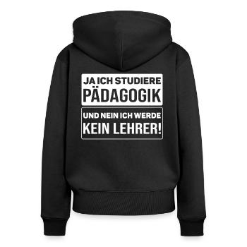 Pädagogikstudent Pädagogik Studium Studierende - Frauen Premium Bio Zip Hoodie - Schwarz - Hinten - Julia (174cm)