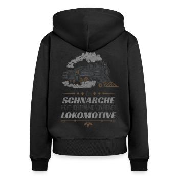 Toller Zug Spruch für Modellbauer Geschenk - Frauen Premium Bio Zip Hoodie - Schwarz - Hinten - Julia (174cm)