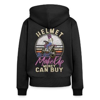 MotoCross femme motocycliste Moto Dirt Bike - Sweat à capuche zippé Premium bio Femme - noir - Dos - Julia (174cm)