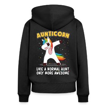 Aunticorn Dabbing Unicorn Unicorn Aunt Patentante - Women's Premium Organic Zip Hoodie - black - Back - Julia (174cm)