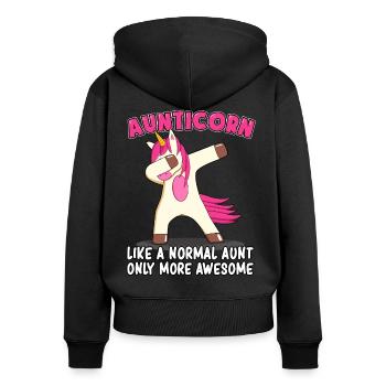Aunticorn Aunt Patentante Dabbing Unicorn Unicorn Unicorn - Women's Premium Organic Zip Hoodie - black - Back - Julia (174cm)