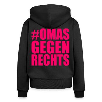 omas gegen rechts - Frauen Premium Bio Zip Hoodie - Schwarz - Hinten - Julia (174cm)