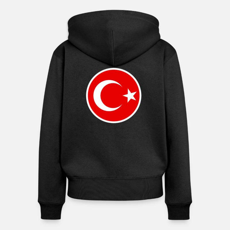 Drapeau Turkiye, Mon drapeau turc, Turkiye - Sweat à capuche zippé Premium bio Femme - noir