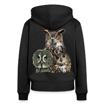Owls - Women's Premium Organic Zip Hoodie - black - Back - Julia (174cm)