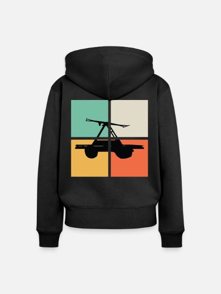 RETRO HANDCAR - Frauen Premium Bio Zip Hoodie - Schwarz
